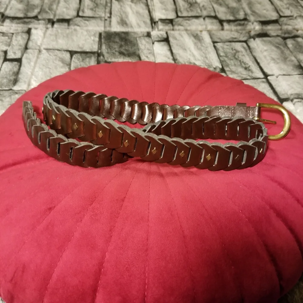 Braided Belt Brown Womens Size Medium/Large Bonded Leather